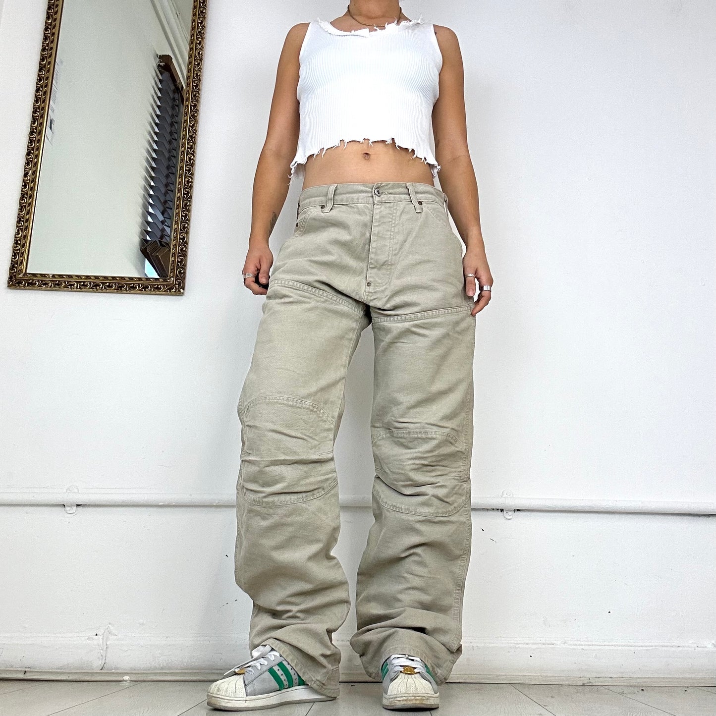 baggy cream g-star cargo trousers