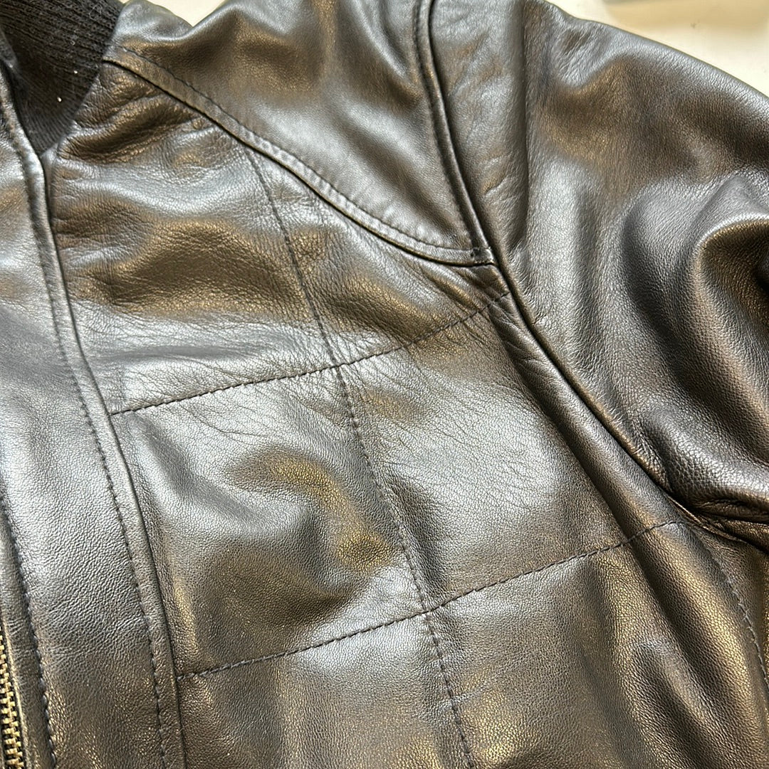 vintage quilted leather bomber jacket