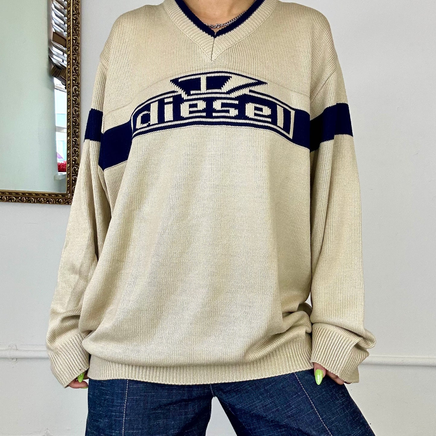 vintage cream diesel knit jumper