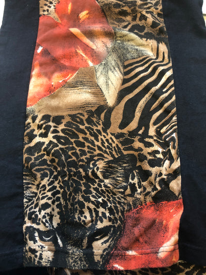 vintage cheetah graphic print long sleeve top