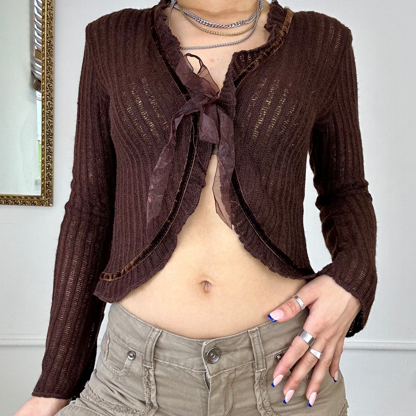 00’s brown knit cardigan