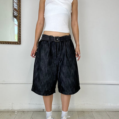 90's baggy black denim shorts