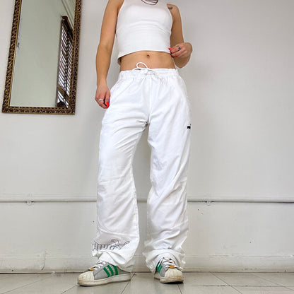 white baggy puma tracksuit bottoms