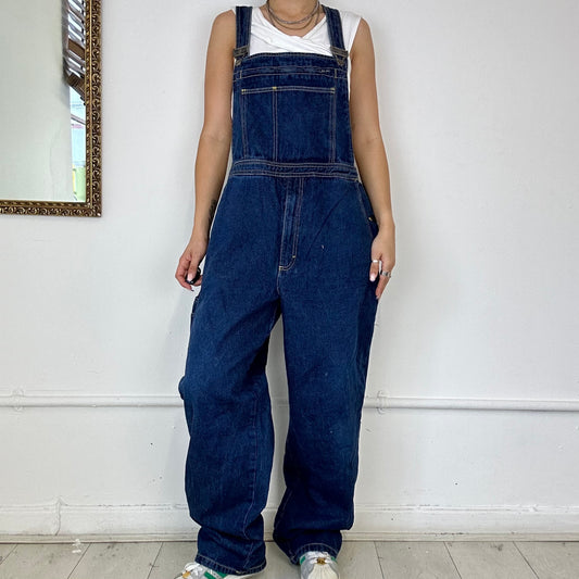 vintage baggy dark wash denim dungarees