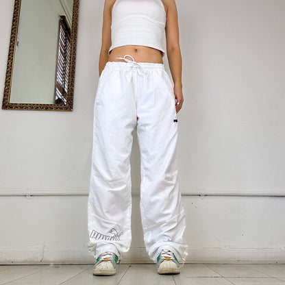 white baggy puma tracksuit bottoms