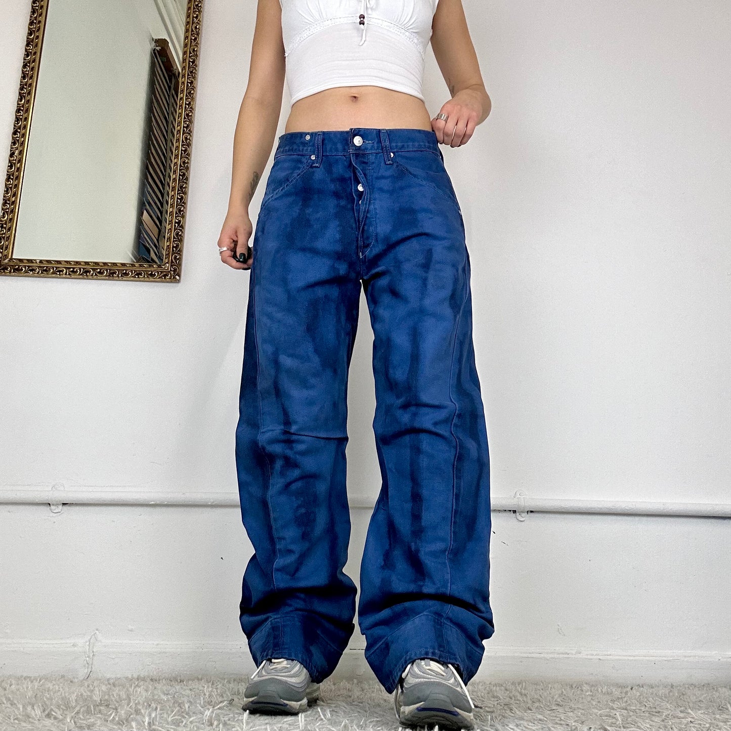 wide leg two tone blue levis jeans