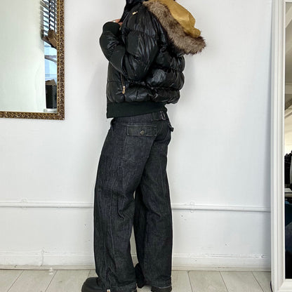 vintage black rocawear faux fur puffer