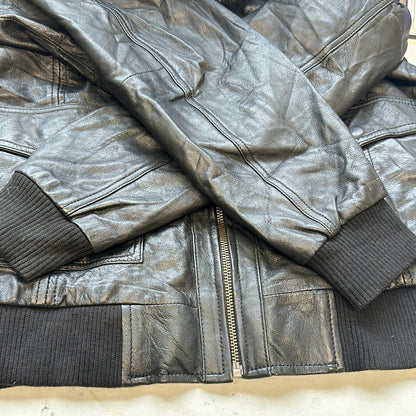 baggy black leather jacket