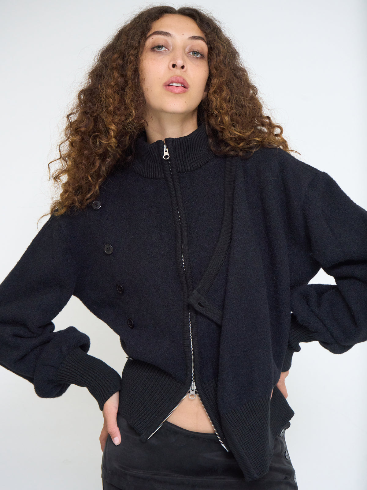 rowan button jumper - black knit