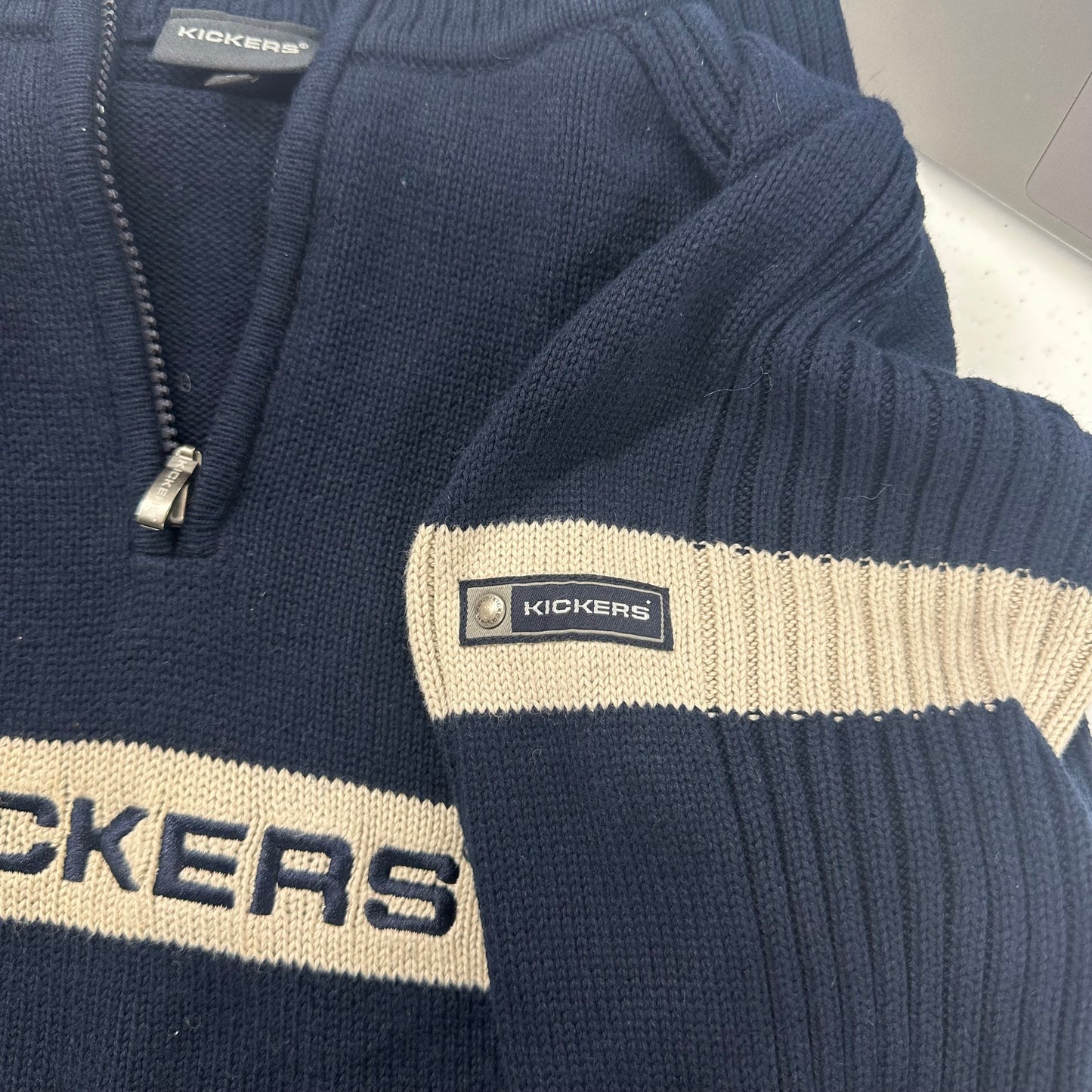 vintage kickers knitted quarter up jumper