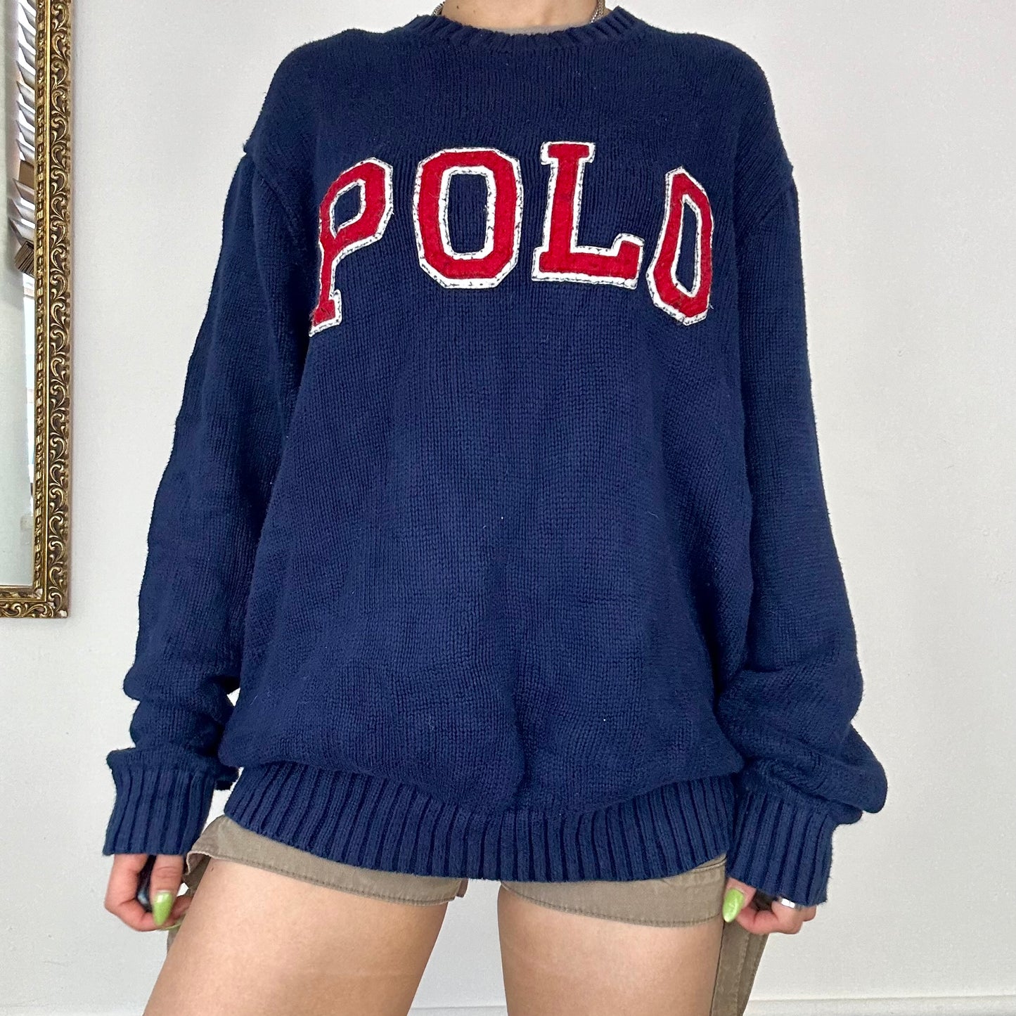 vintage navy polo knit jumper by ralph lauren