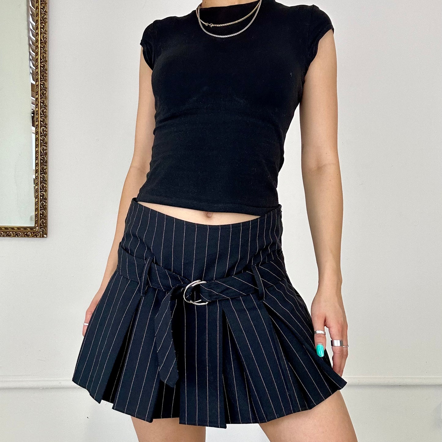 pimkie 2000's striped buckle skirt