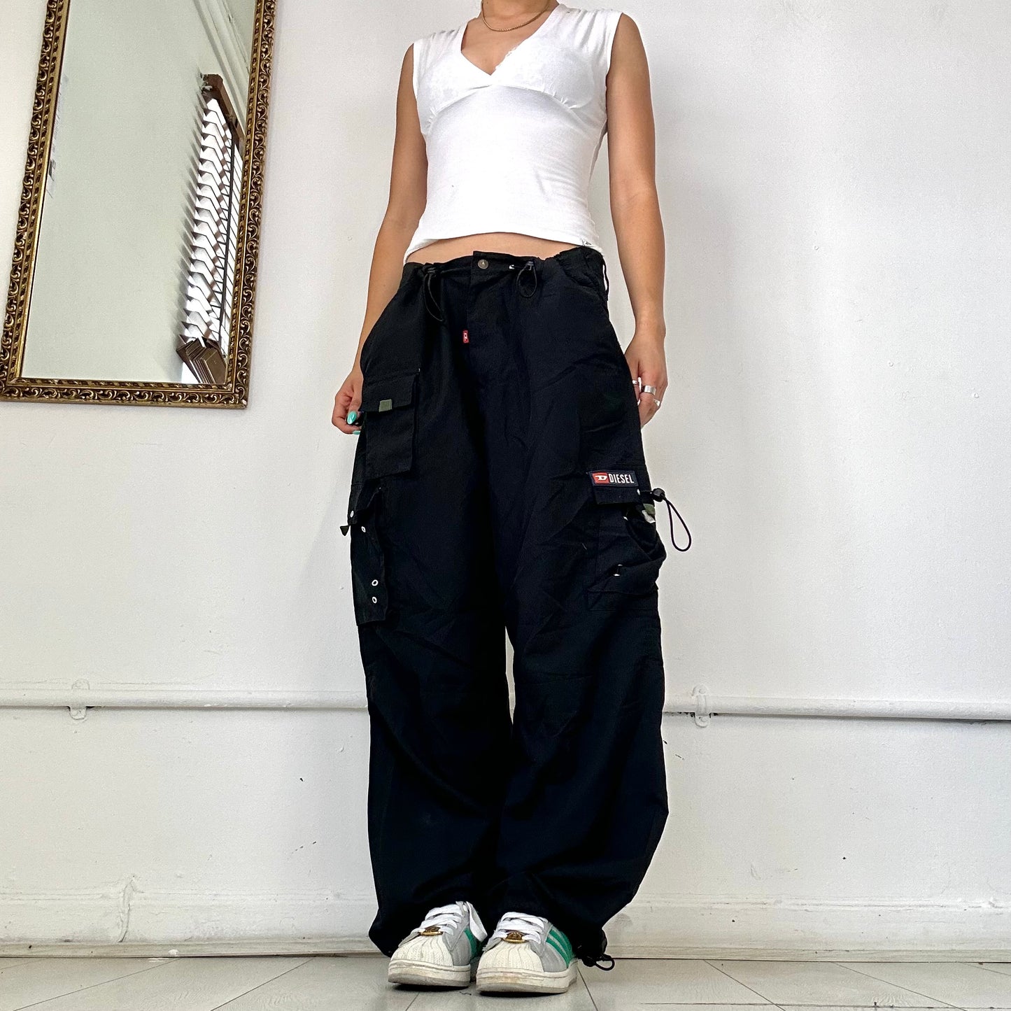 vintage diesel black cargo trousers