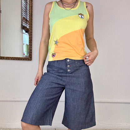 90s asymmetric block colour top