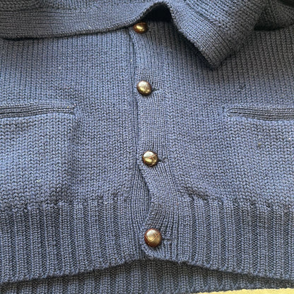 vintage navy knitted cardigan polo by ralph lauren