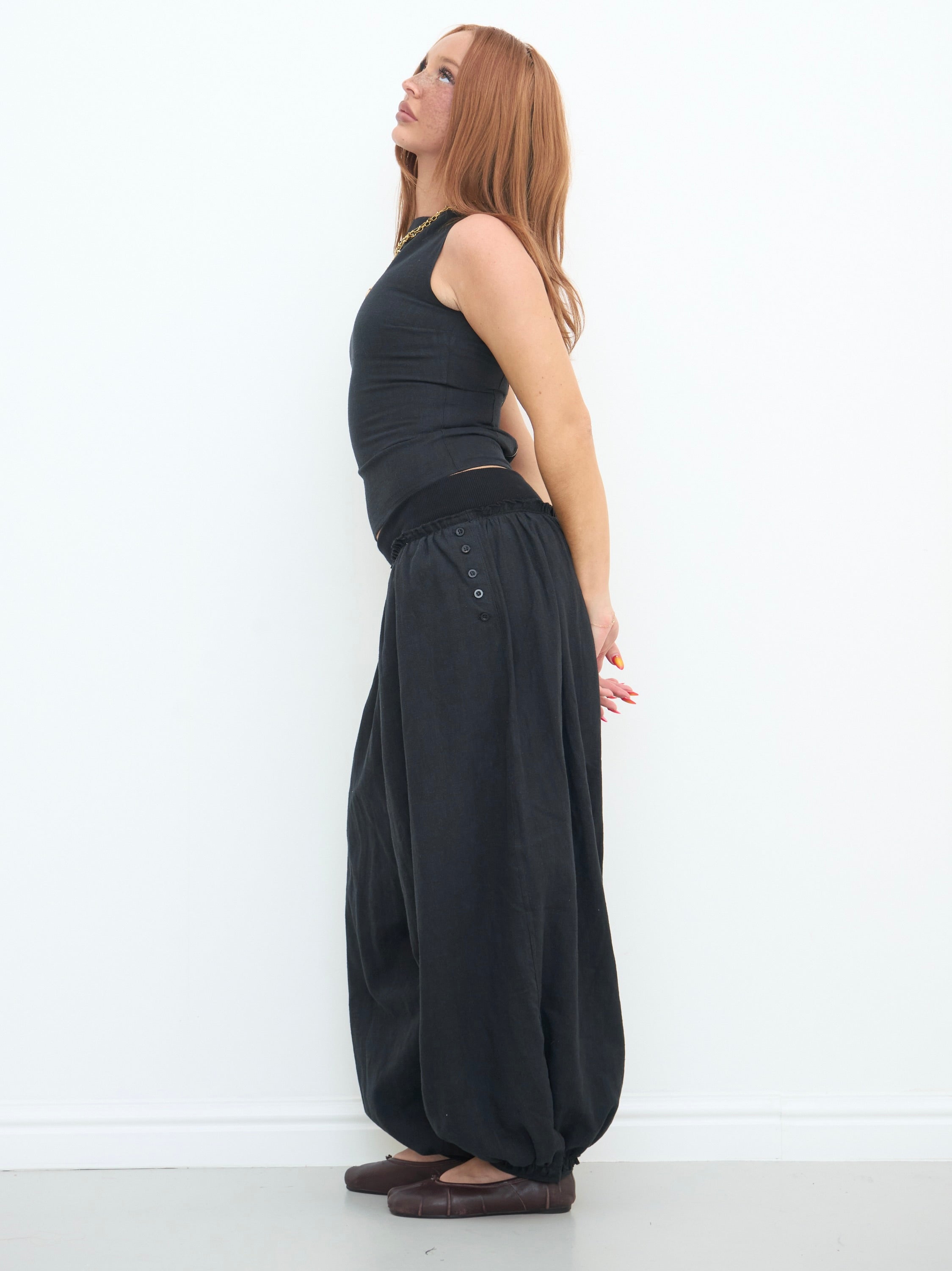 hayley pant - black linen