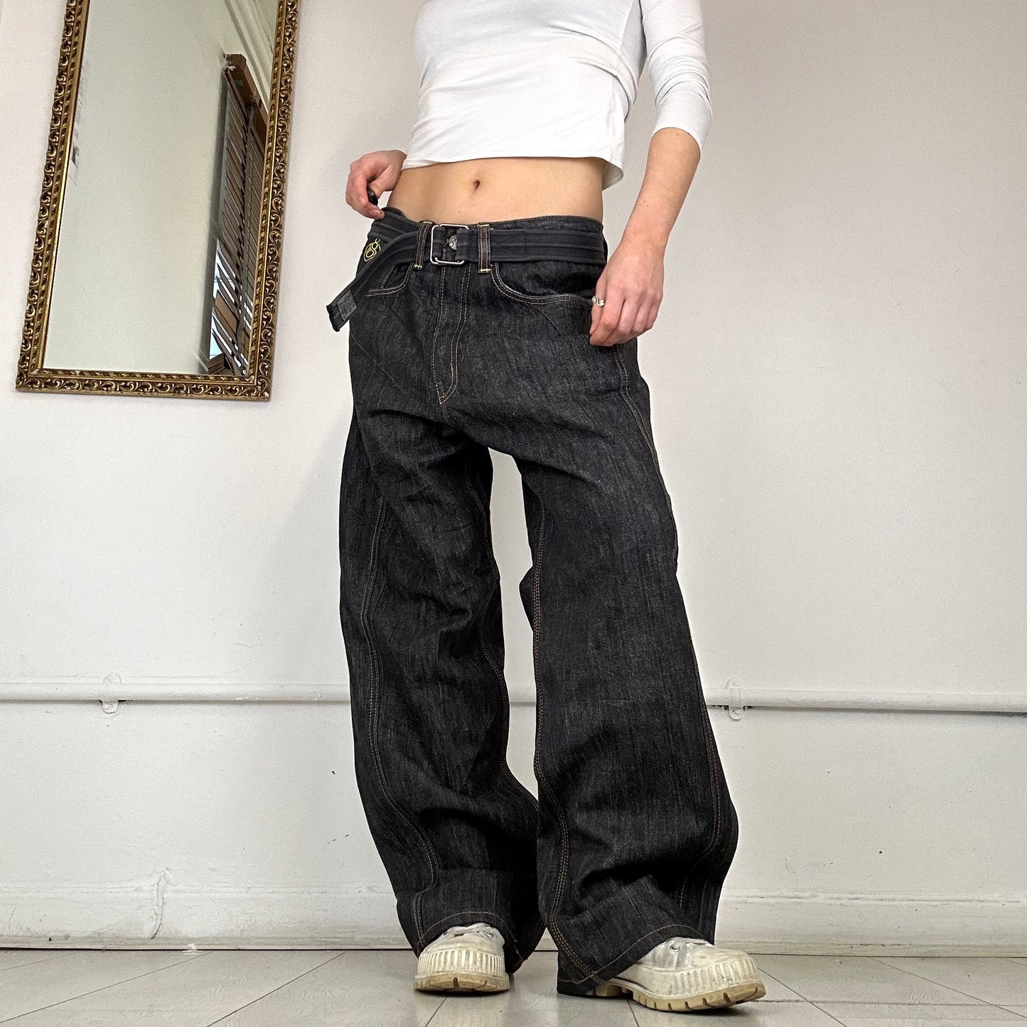 embroidered baggy jeans