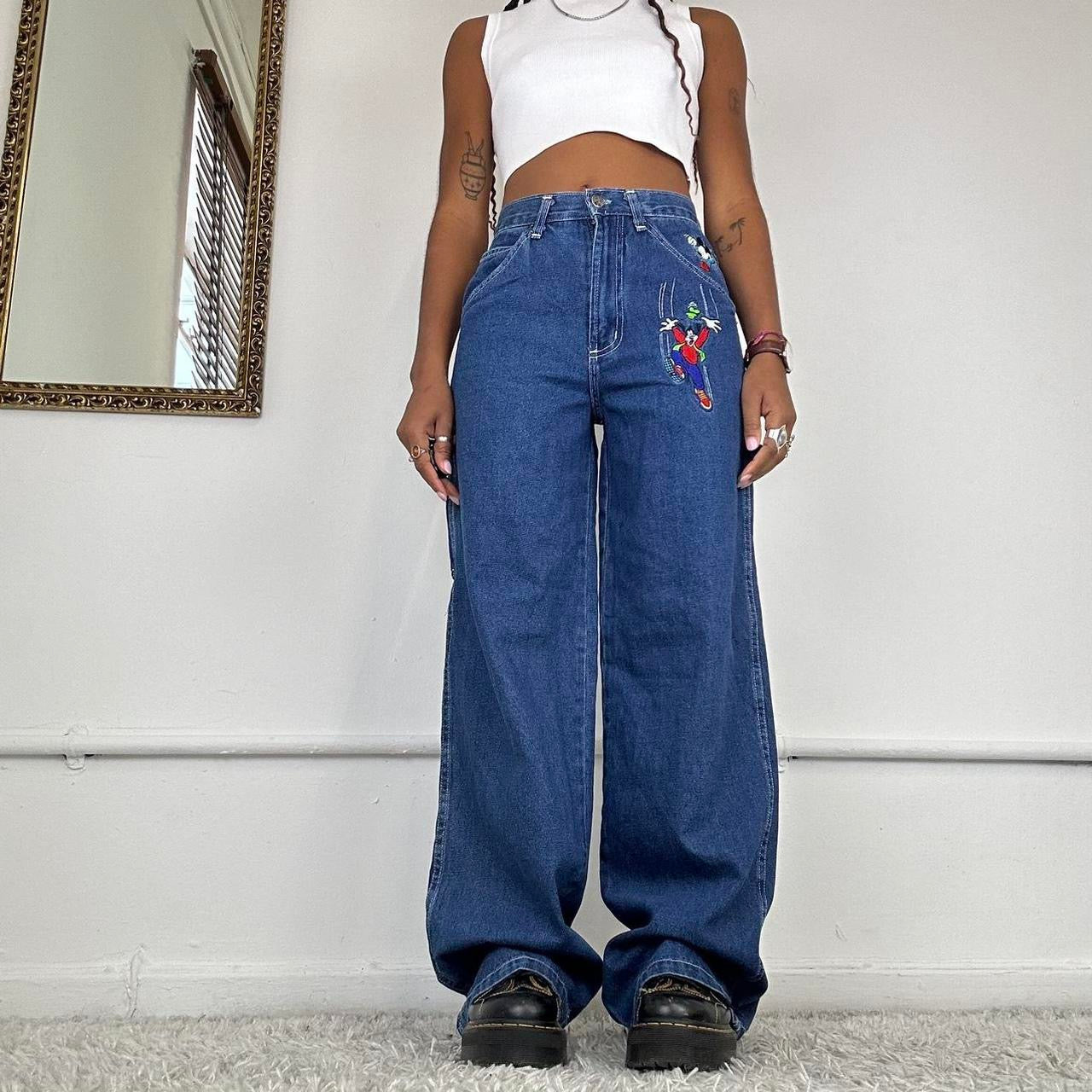 90's embroidered baggy jeans