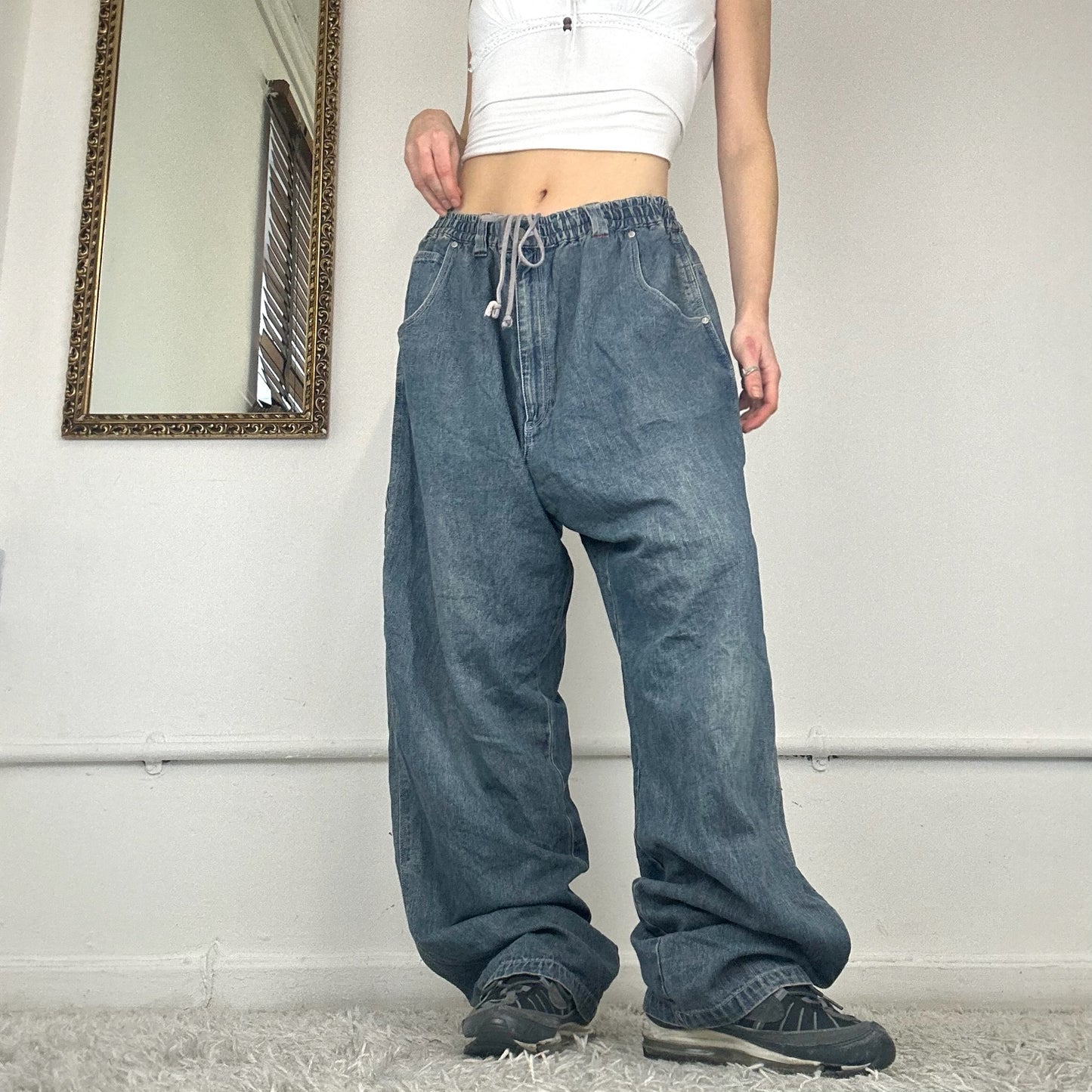 00's baggy drawstring waist jeans