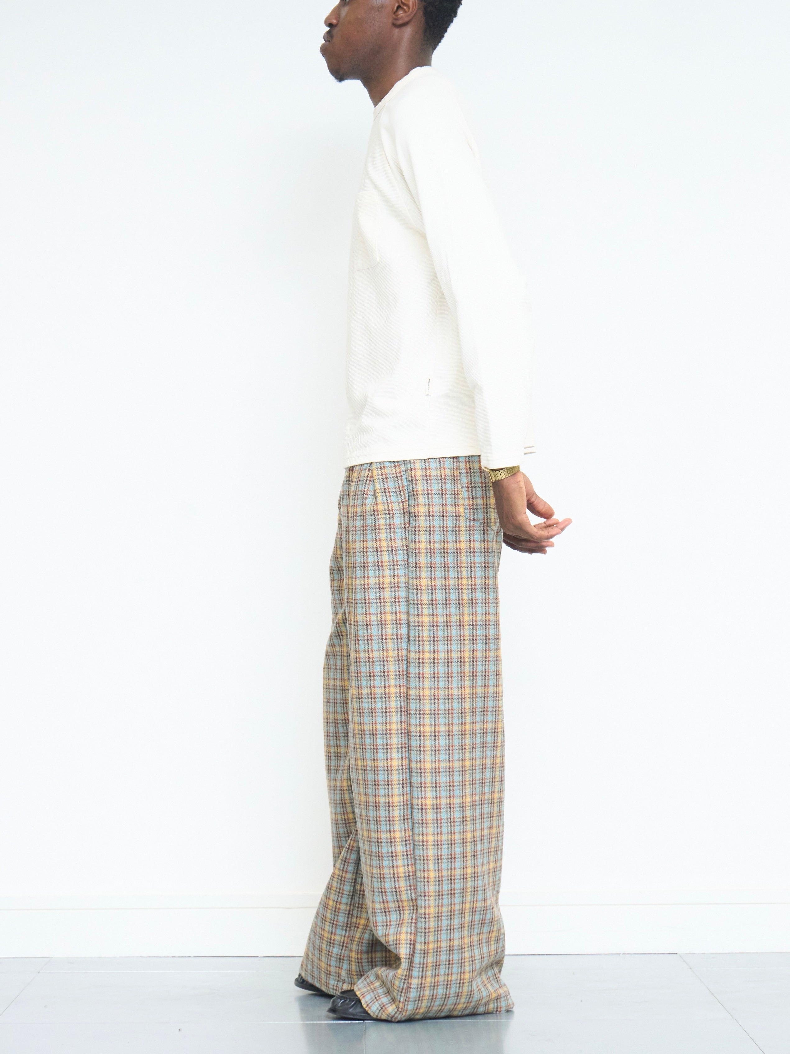 parker trouser - sandstone plaid wool