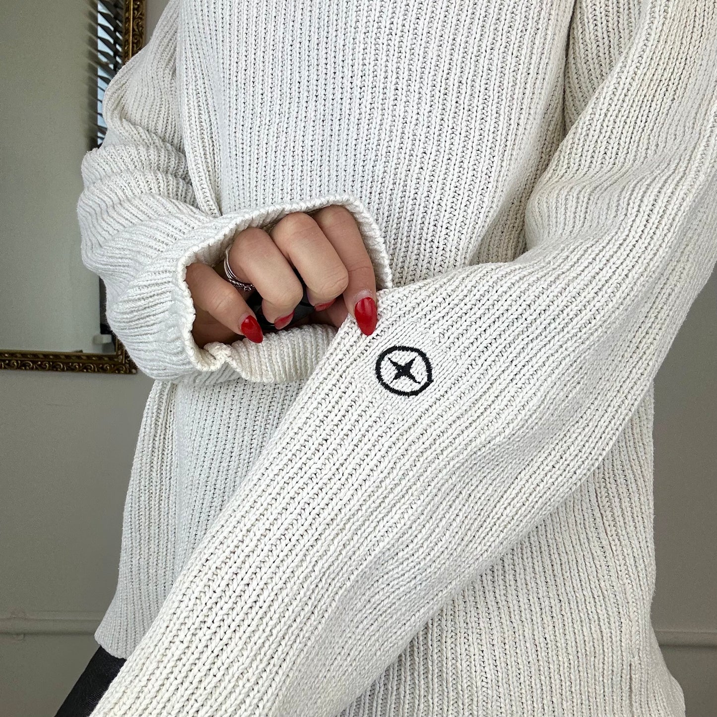 vintage stone island white knit jumper