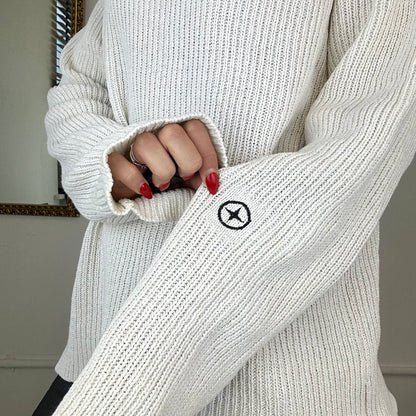 vintage stone island white knit jumper