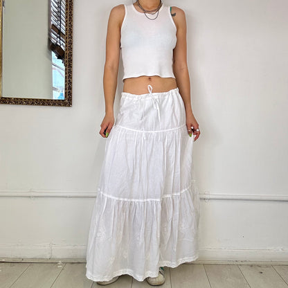 2000's white tiered maxi skirt