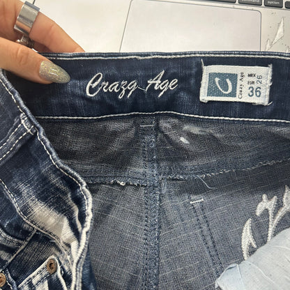 2000's crazy age two tone flared jeans