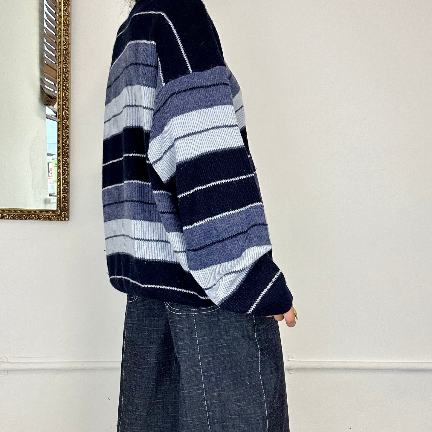 vintage blue striped lacoste knit