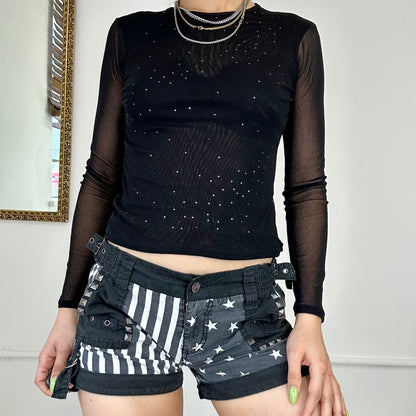 black long sleeve mesh top