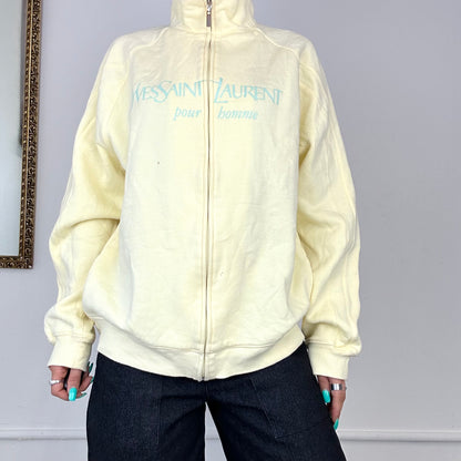 yellow yves saint laurent zip up jumper