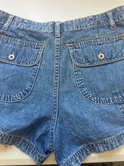 light wash denim mini shorts