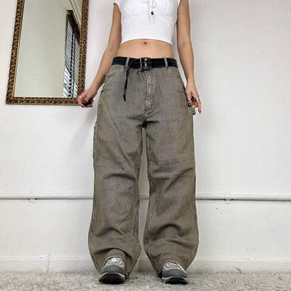 2000's pinstripe cargo jeans