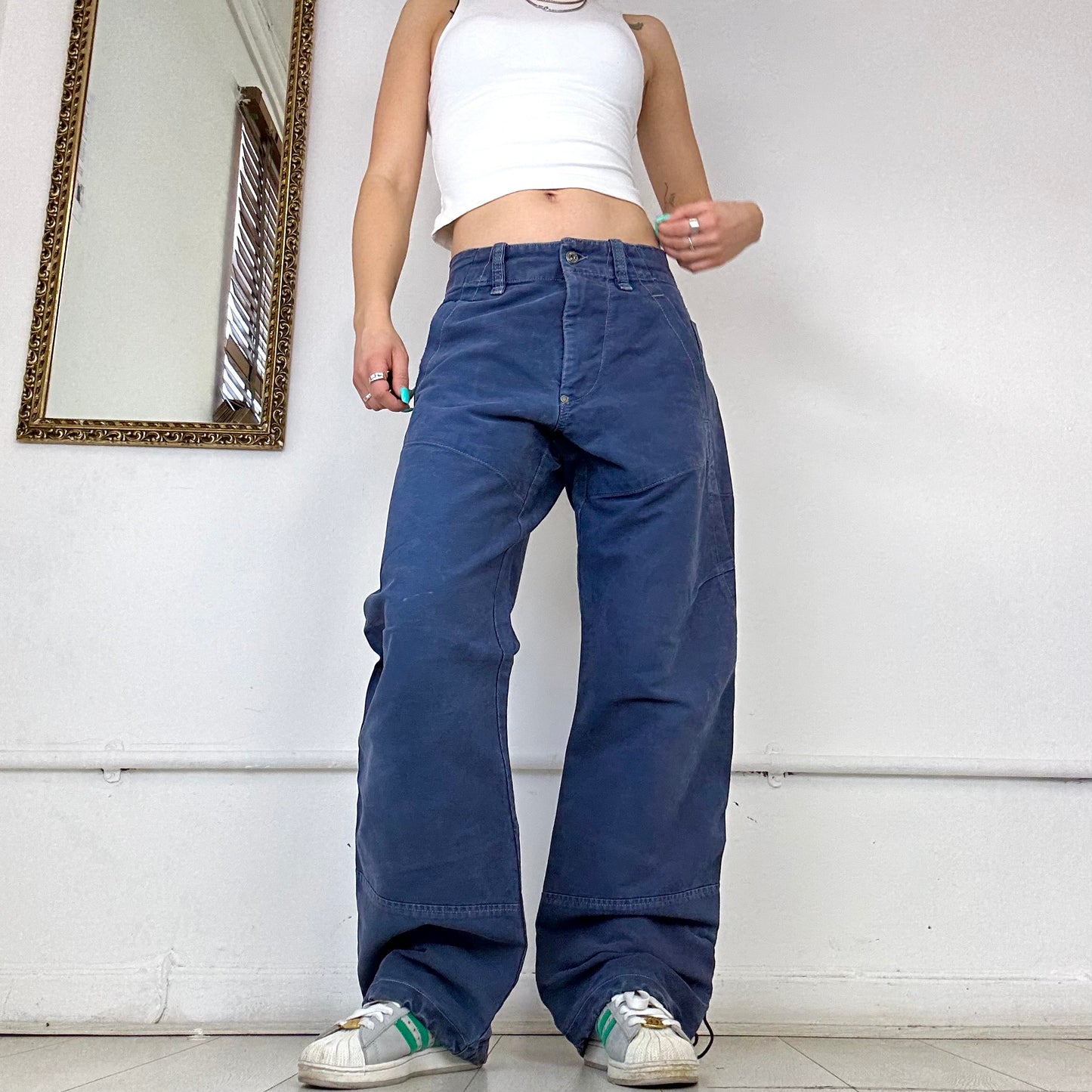 navy baggy cargo trousers