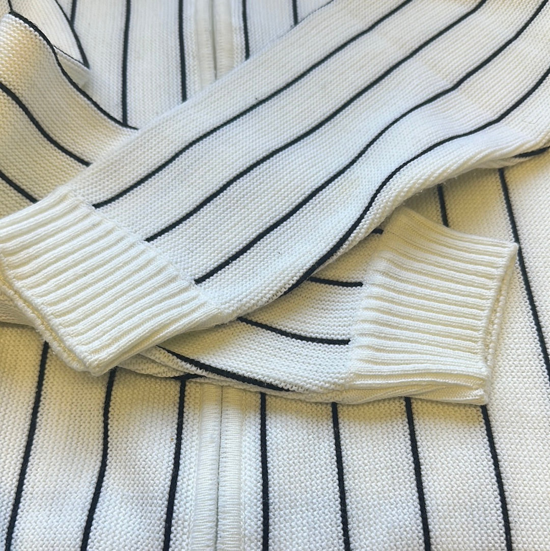 vintage white striped lacoste zip up jumper