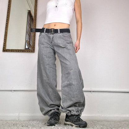 90's grey baggy cuffed jeans