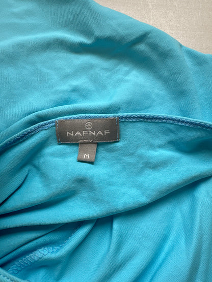 2000's nafnaf blue halter square neck top