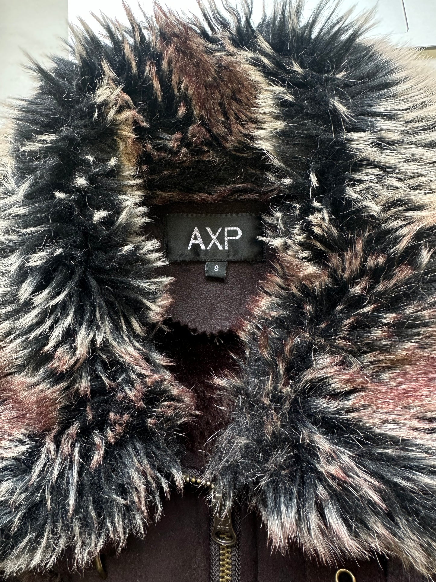 vintage faux fur zip up gilet