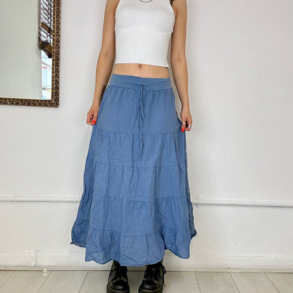 blue flowy maxi skirt