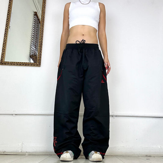 vintage adidas black&red wide leg joggers