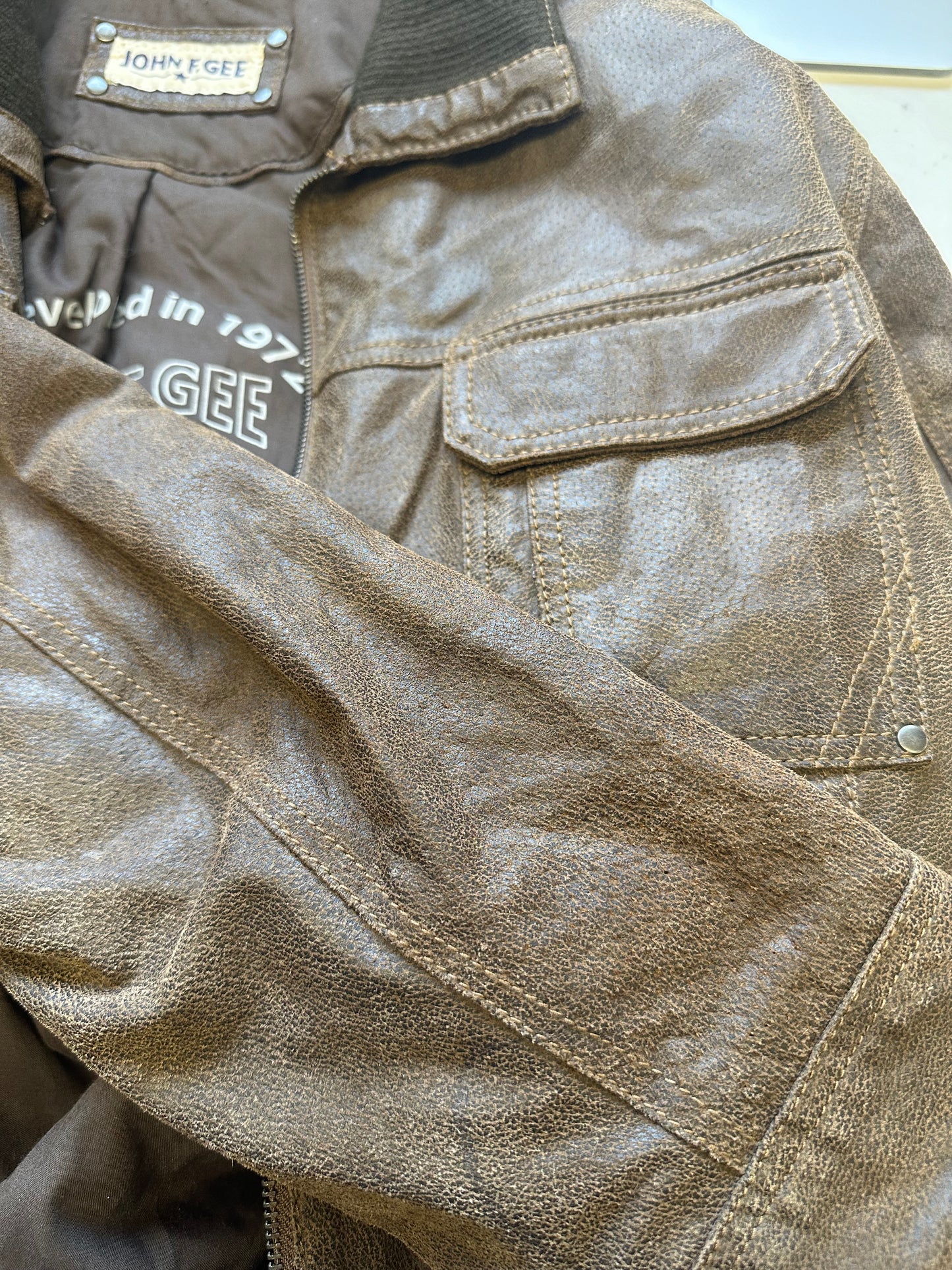 vintage brown leather jacket