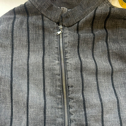 00's grey striped zip up jacket