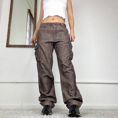 wide leg corduroy cargo trousers