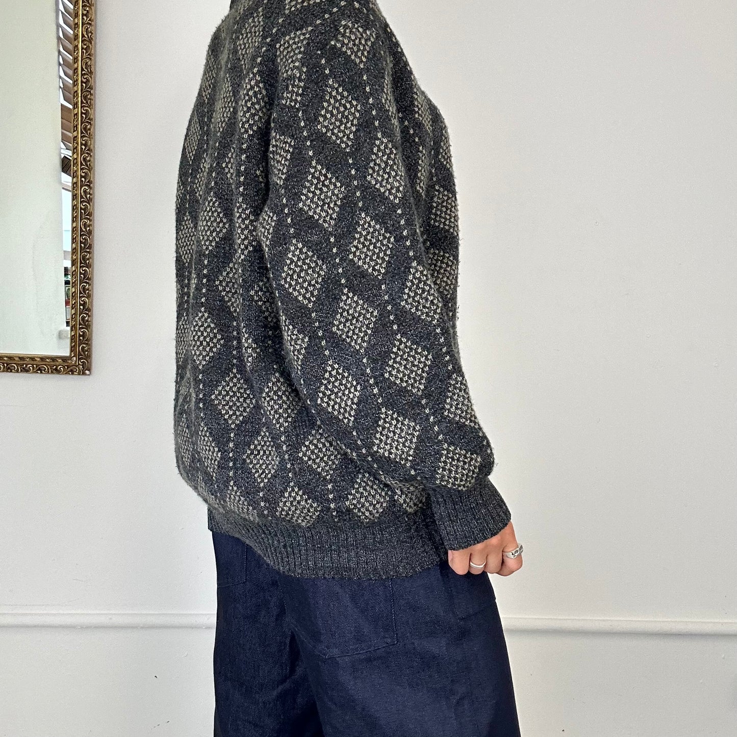 vintage geometric knitted jumper