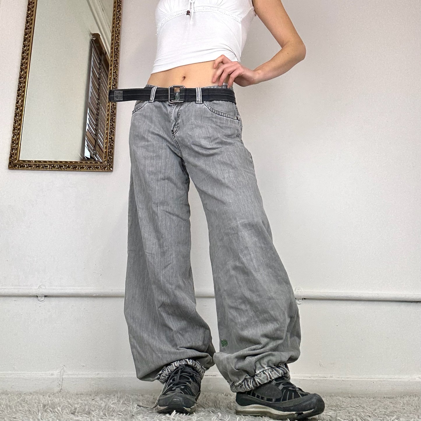 90's grey baggy cuffed jeans