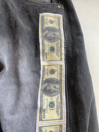 insane money printed 90's grey baggy jeans