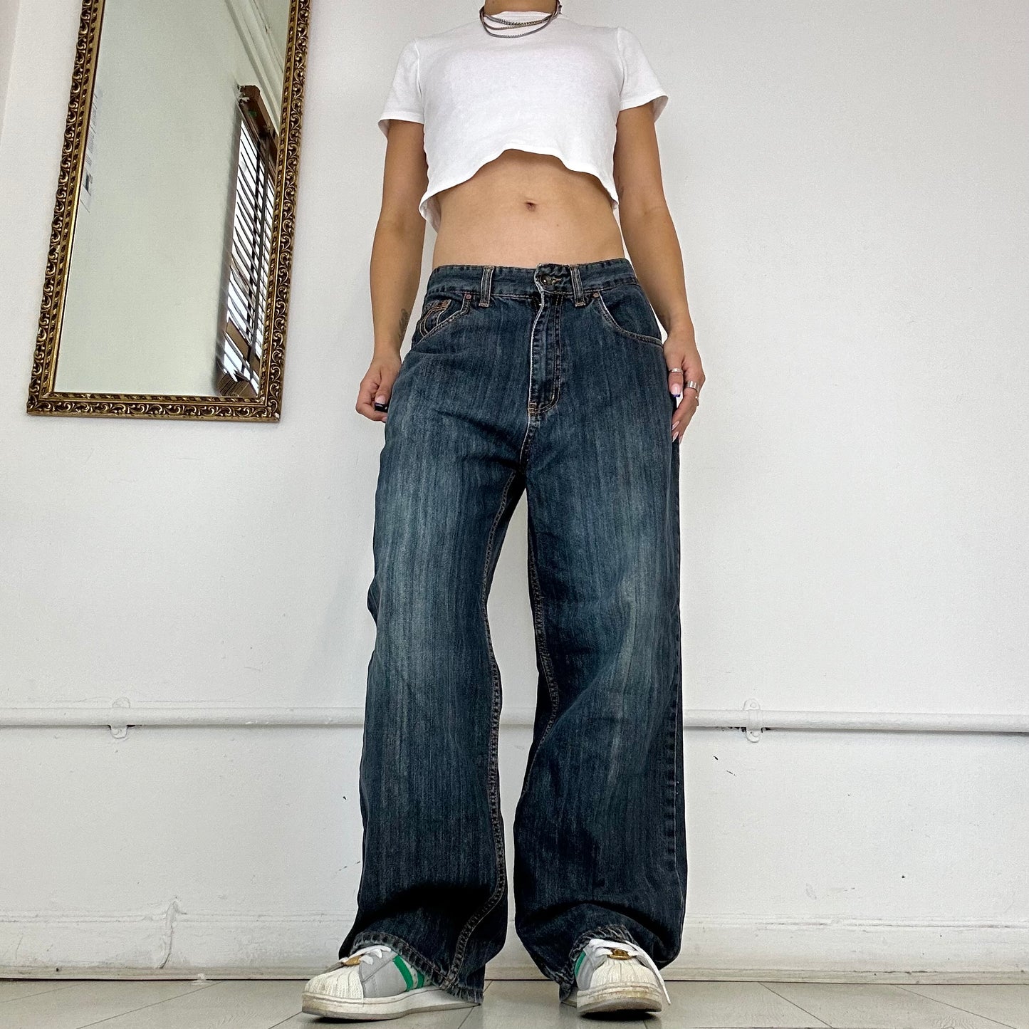 90's dark blue baggy jeans