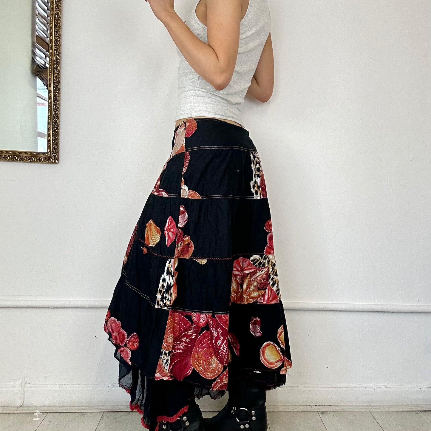 fuego layered midi skirt