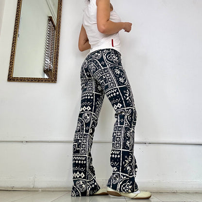 vintage moschino patterned flared trousers