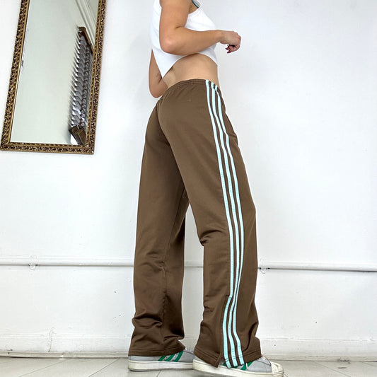 90’s adidas  brown & blue three stripe baggy joggers